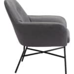 Modern Gray Vinyl Accent Chair with Steel Frame and Armrest Support