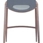 Mid-Century Modern Gray Faux Leather Counter Stool with Walnut Legs (Set of 2)