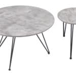 Modern Gray & Black Round Coffee Table Set with Steel Frame (2-Piece)