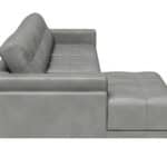 Modern Gray Leather Sectional with Steel Legs and Tufted Seat 8 Modern Gray Leather Sectional with Steel Legs and Tufted Seat