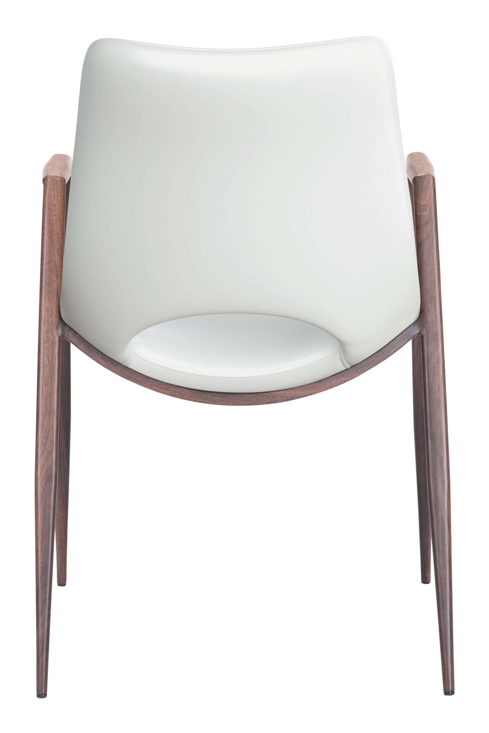Mid-Century Modern White Dining Chair with Walnut Legs (Set of 2)