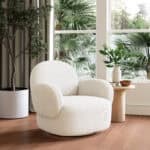 White Swivel Chair with Shearling-Style Fabric and 360-Degree Base 10 White Swivel Chair with Shearling-Style Fabric and 360-Degree Base