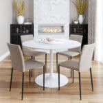Modern Round Marble Pedestal Table for Kitchen, Bar, or Office 9 Modern Round Marble Pedestal Table for Kitchen, Bar, or Office