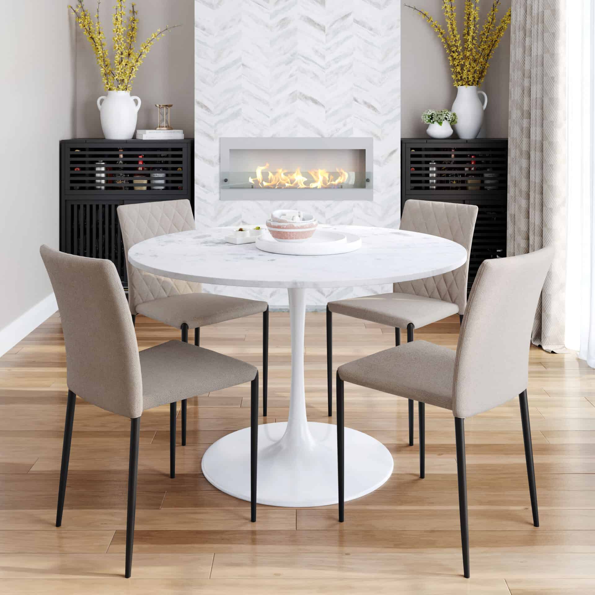 Modern Round Marble Pedestal Table for Kitchen, Bar, or Office 1 Modern Round Marble Pedestal Table for Kitchen, Bar, or Office
