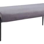 Modern Gray Velvet Bench with Steel Frame and Rubber Feet 6 Modern Gray Velvet Bench with Steel Frame and Rubber Feet