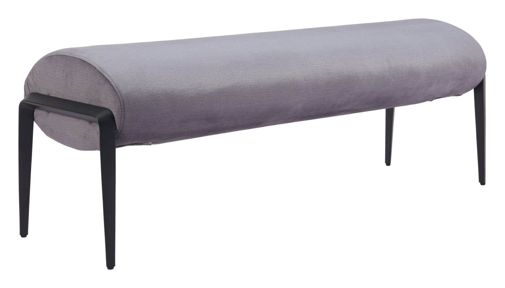 Modern Gray Velvet Bench with Steel Frame and Rubber Feet 1 Modern Gray Velvet Bench with Steel Frame and Rubber Feet