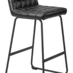 Black Modern Art Deco Bar Stools with Steel Frame (Set of 2)