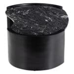 Black Marble Top Coffee Table with Wood Base, Modern Design 10 Black Marble Top Coffee Table with Wood Base, Modern Design