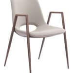 Mid-Century Faux Leather Dining Chair with Walnut Legs (Set of 2)