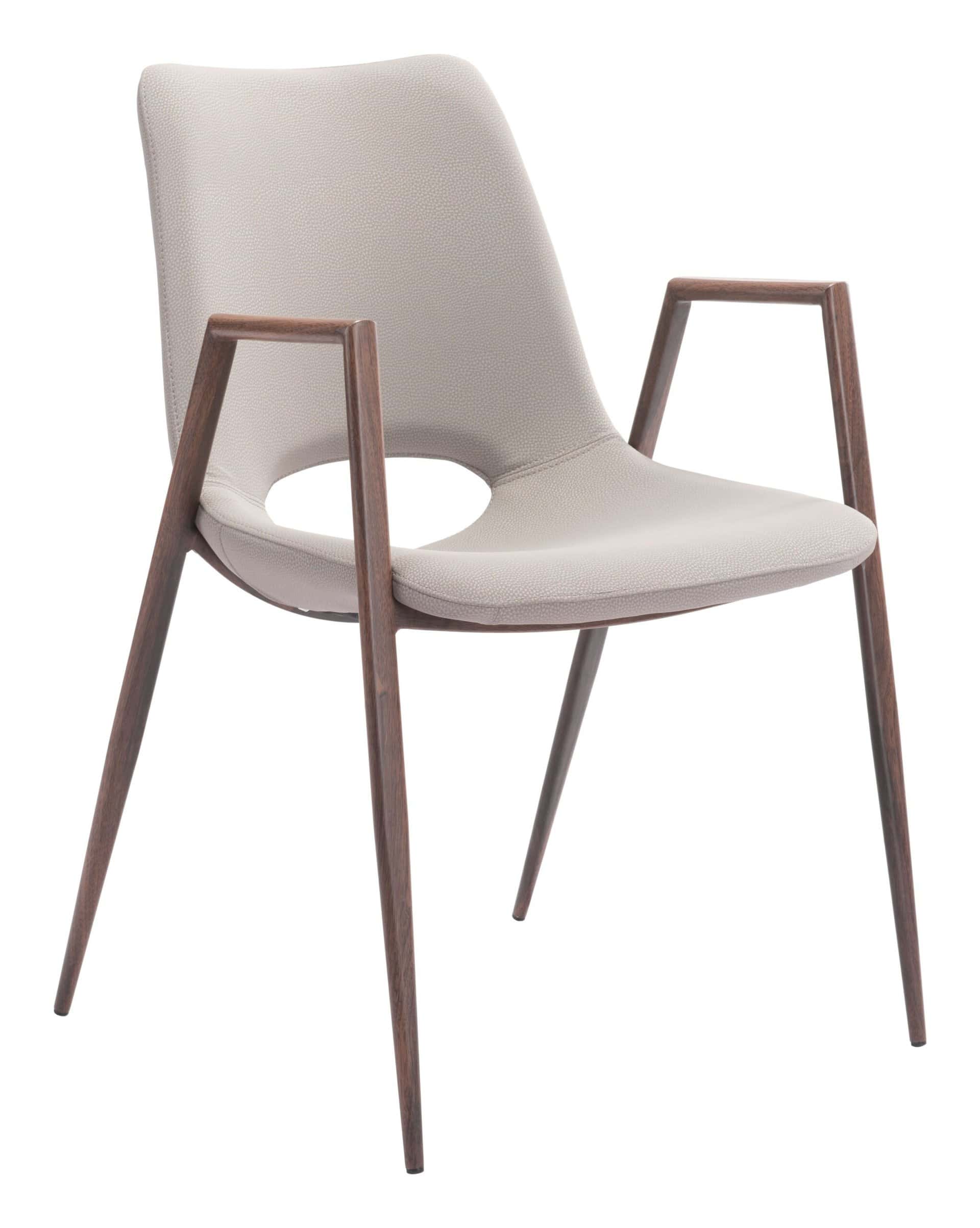Mid-Century Faux Leather Dining Chair with Walnut Legs (Set of 2)
