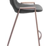 Mid-Century Modern Black and Walnut Counter Stool with Footrest (Set of 2)