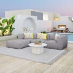 Gray Outdoor Ottoman with Weather-Resistant Fabric and Modern Design
