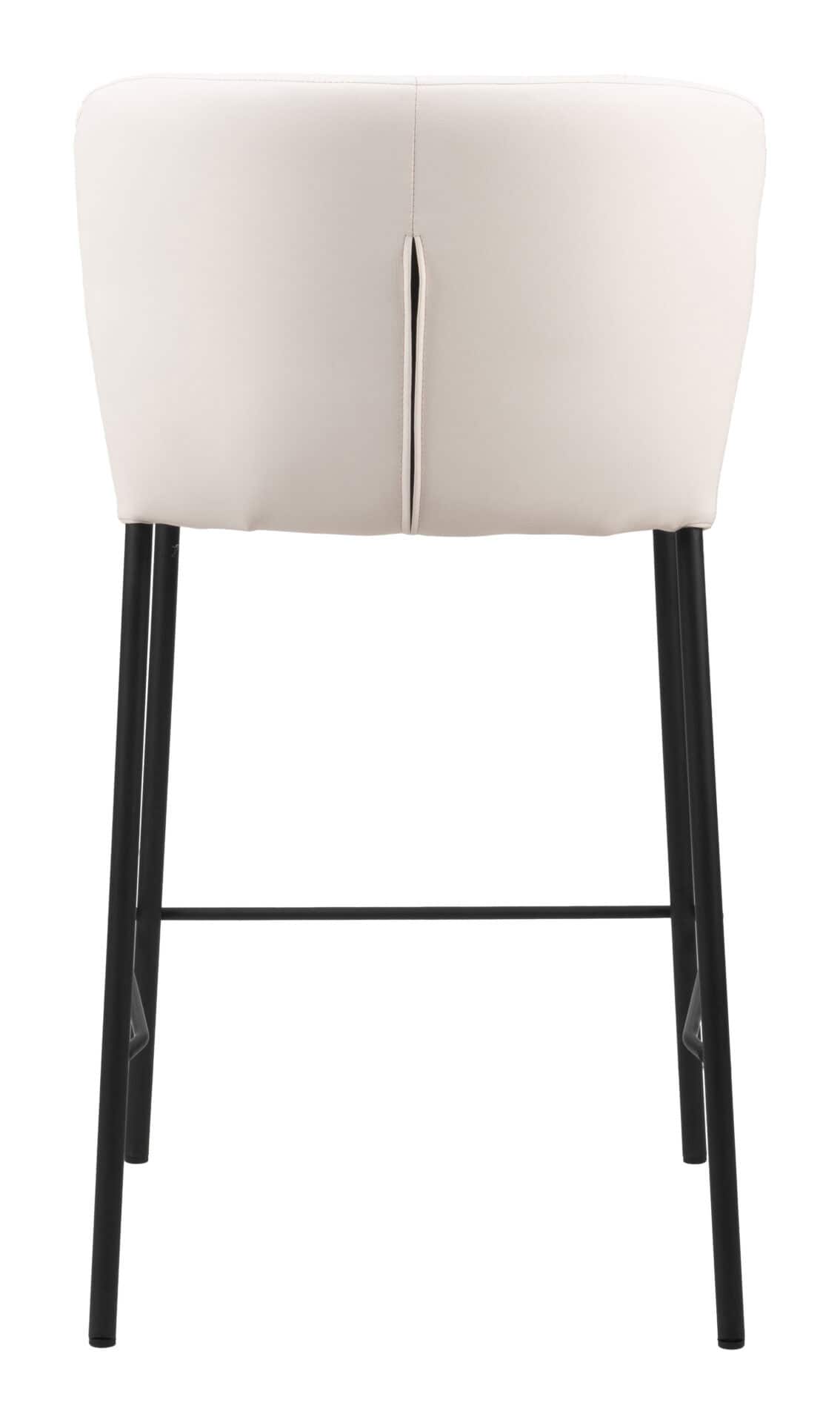 Cream Tufted Upholstery Counter Stool with Footrest (Set of 2) 4 Cream Tufted Upholstery Counter Stool with Footrest (Set of 2) - Image 4