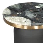 Multicolor Marble and Steel Round Side Table