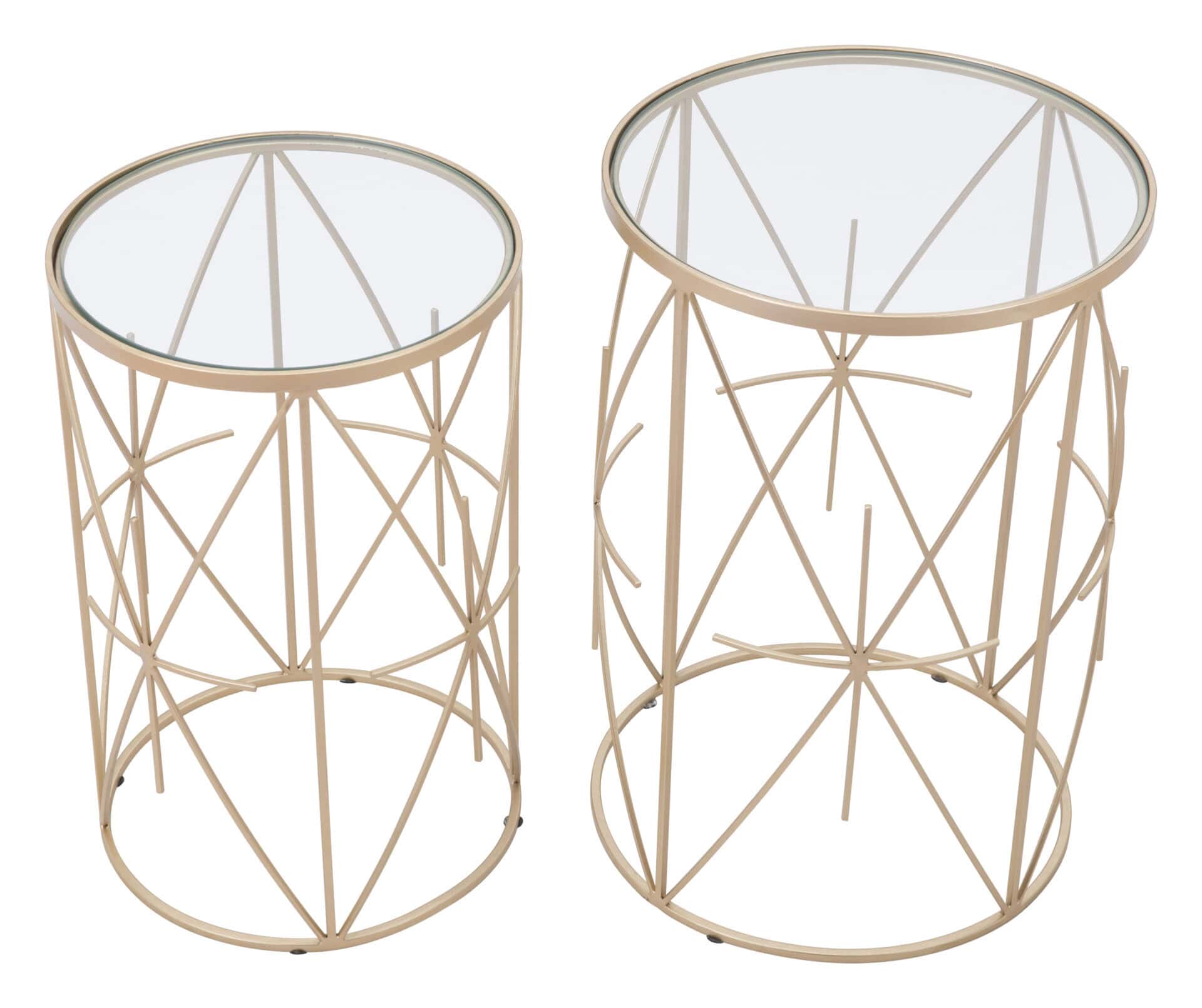 Gold Round Side Tables with White Top (Set of 2) 6 Gold Round Side Tables with White Top (Set of 2) - Image 6