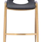 Mid-Century Modern Black and Gold Barstools with Footrest (Set of 2)