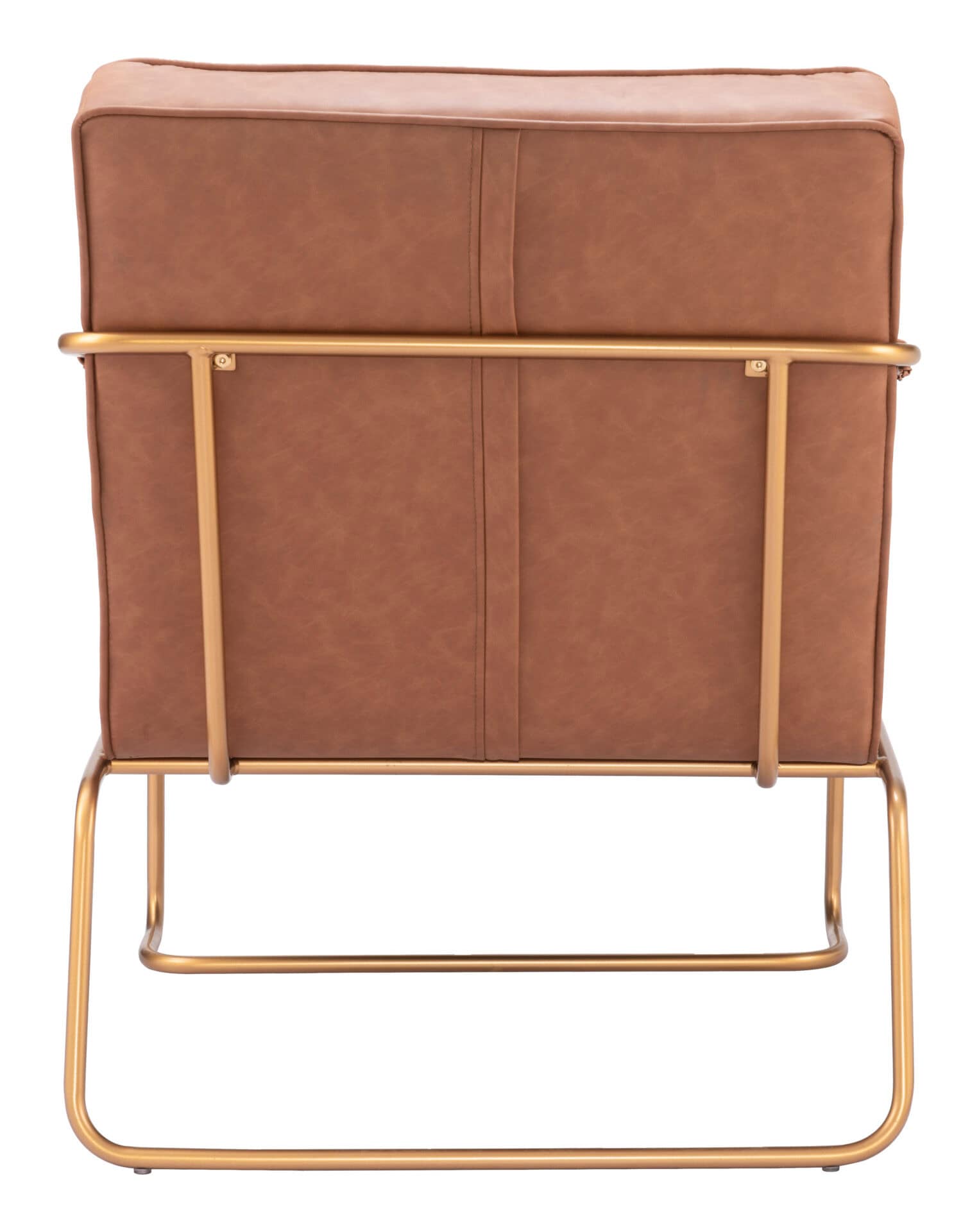 Vintage Brown Faux Leather Accent Chair with Steel Base and Armrests 5 Vintage Brown Faux Leather Accent Chair with Steel Base and Armrests - Image 5