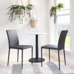 Round White & Black Bistro Table with Pedestal Base