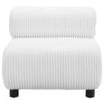 White Accent Chair with Channeled Fabric and Wood Legs 9 White Accent Chair with Channeled Fabric and Wood Legs