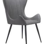 Vintage Gray Faux Leather Dining Chairs with Steel Base (Set of 2)