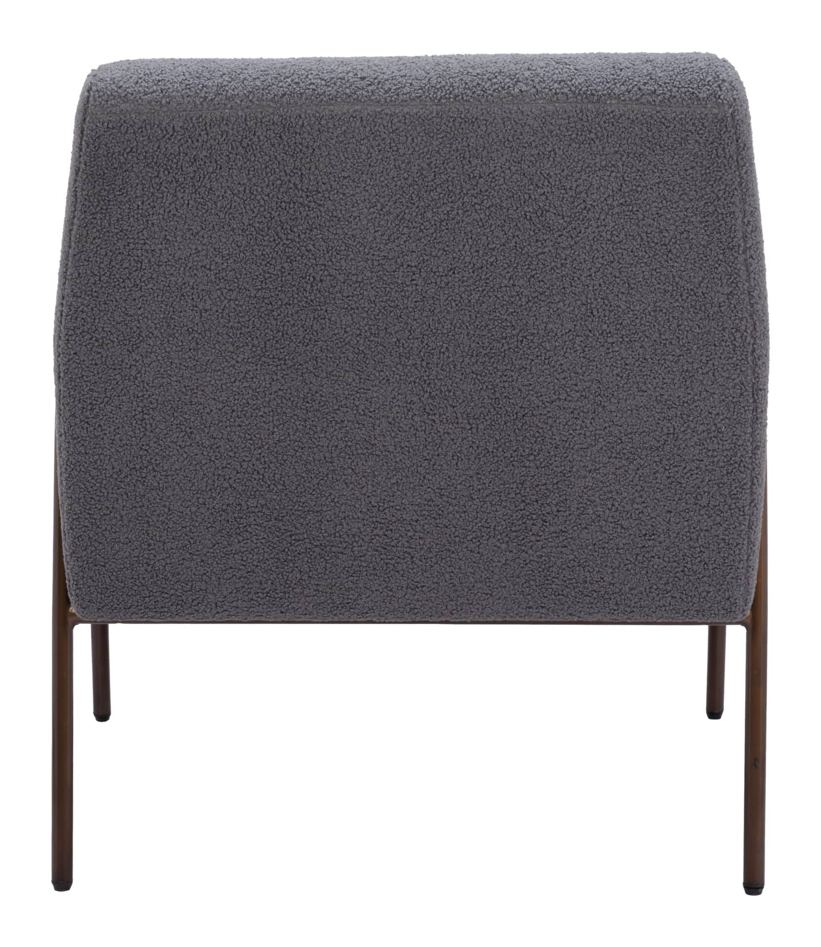 Gray Shearling Style Accent Chair with Powder Coated Steel Frame 5 Gray Shearling Style Accent Chair with Powder Coated Steel Frame - Image 5
