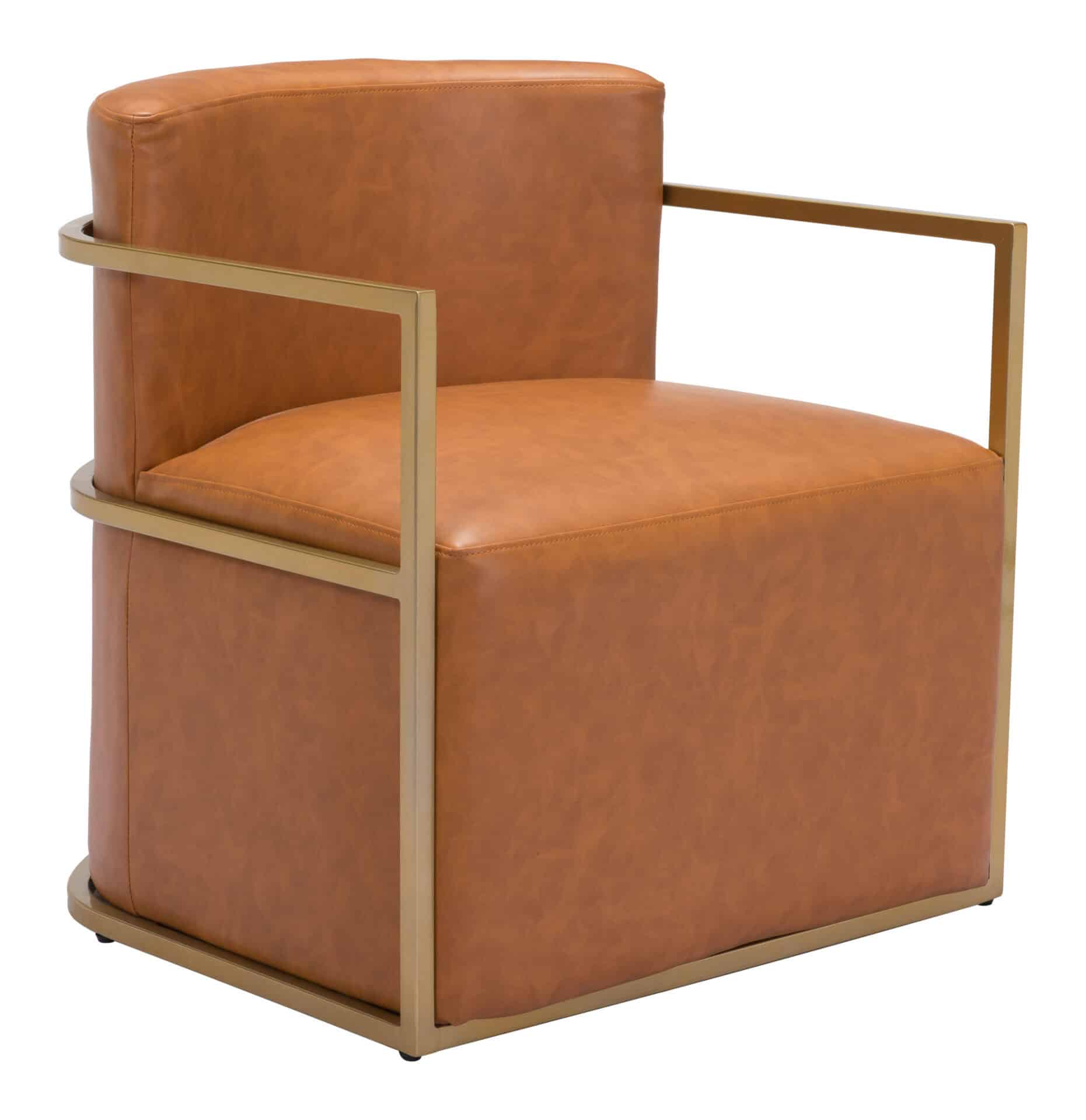 Modern Faux Leather Accent Chair with Brushed Steel Frame 2 Modern Faux Leather Accent Chair with Brushed Steel Frame - Image 2