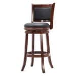 Cherry Solid Wood Swivel Bar Stool with Faux Leather Seat
