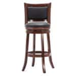 Cherry Solid Wood Swivel Bar Stool with Faux Leather Seat