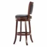 Cherry Solid Wood Swivel Bar Stool with Faux Leather Seat