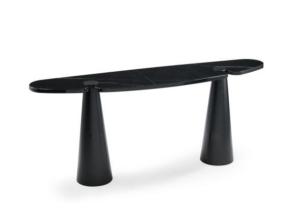 ACYL Black Marquina Marble Console Table Black Steel Legs 1