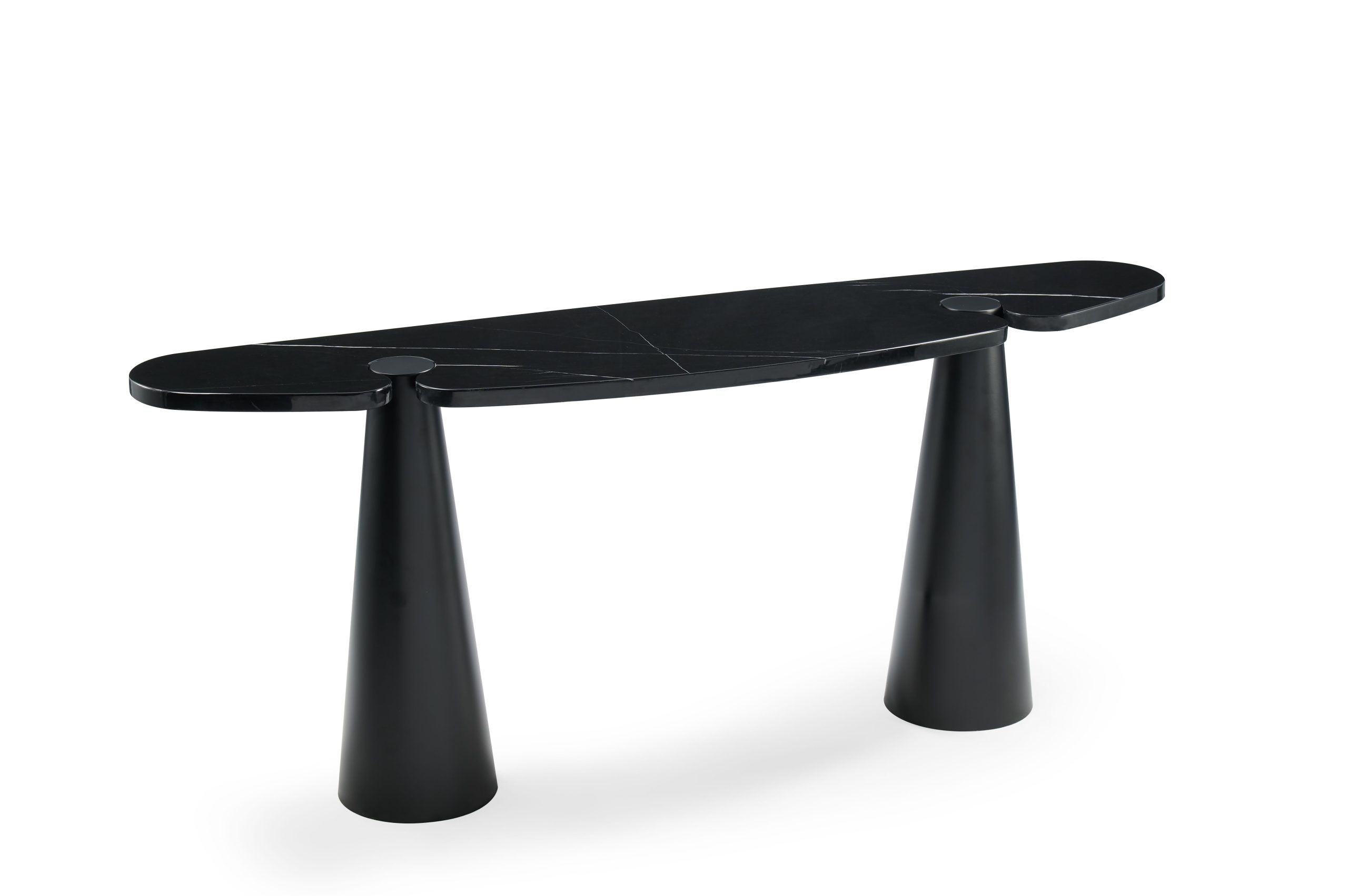 ACYL Black Marquina Marble Console Table Black Steel Legs 2 ACYL Black Marquina Marble Console Table Black Steel Legs - Image 2