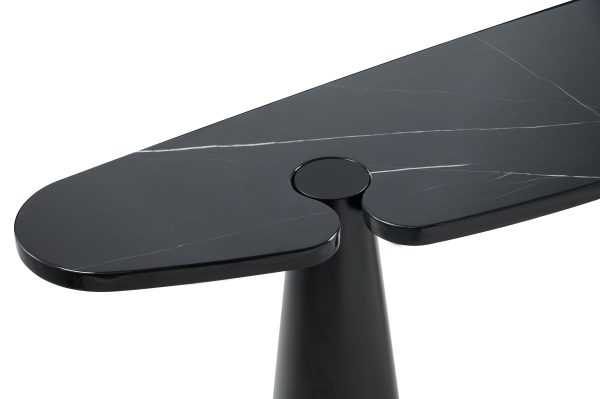 ACYL Black Marquina Marble Console Table Black Steel Legs 2