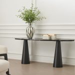 ACYL Black Marquina Marble Console Table Black Steel Legs