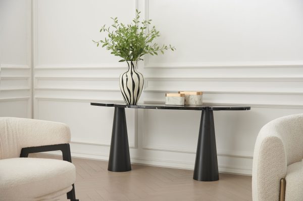 ACYL Black Marquina Marble Console Table Black Steel Legs 3