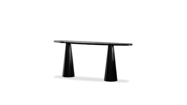 ACYL Black Marquina Marble Console Table Black Steel Legs