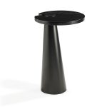 ACYL Tall Black Marquina Marble End Table Black Steel Base