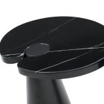 ACYL Tall Black Marquina Marble End Table Black Steel Base