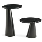 ACYL Tall Black Marquina Marble End Table Black Steel Base