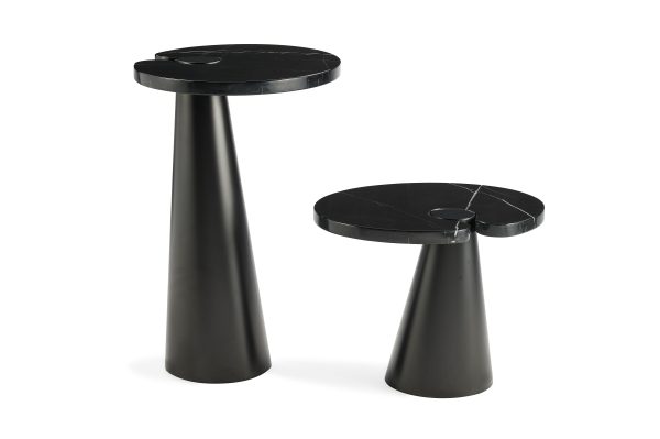 ACYL Tall Black Marquina Marble End Table Black Steel Base 3