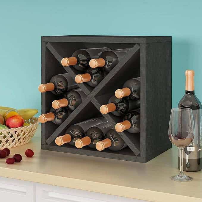 Stackable 12-Bottle Wine Rack Charcoal Black Finish Eco-Friendly 1 Stackable 12-Bottle Wine Rack Charcoal Black Finish Eco-Friendly