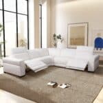 White Boucle Reclining Sectional Sofa with Power Recliner Mechanism 8 White Boucle Reclining Sectional Sofa with Power Recliner Mechanism