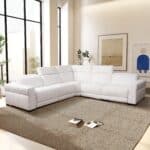 White Boucle Reclining Sectional Sofa with Power Recliner Mechanism 10 White Boucle Reclining Sectional Sofa with Power Recliner Mechanism