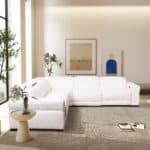 White Boucle Reclining Sectional Sofa with Power Recliner Mechanism 12 White Boucle Reclining Sectional Sofa with Power Recliner Mechanism