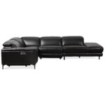 Reclining Sectional Sofa Black Faux Leather with Adjustable Headrests