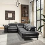 Reclining Sectional Sofa Black Faux Leather with Adjustable Headrests