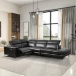 Reclining Sectional Sofa Black Faux Leather with Adjustable Headrests