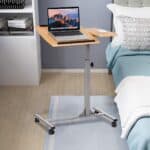 Adjustable Mobile Laptop Desk Cart with Wheels and Wood Top