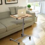 Adjustable Mobile Laptop Desk Cart with Wheels and Wood Top