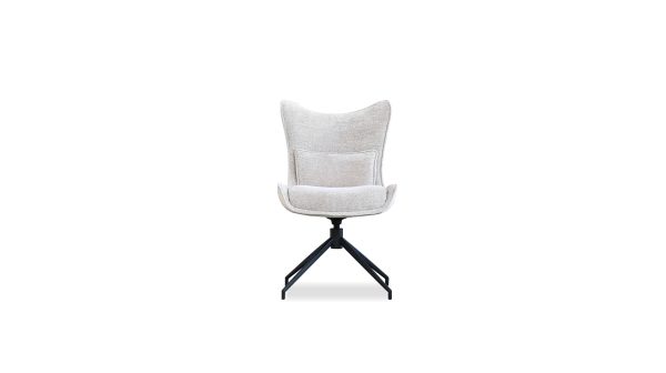 AMALFI Sandstone Fabric Swivel Dining Chair Black Steel 1 2