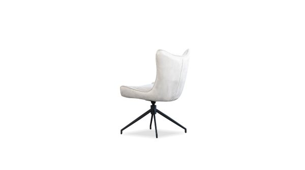 AMALFI Sandstone Fabric Swivel Dining Chair Black Steel 3 2